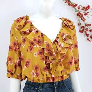 NEW Triple Seven Floral Ruffle Blouse